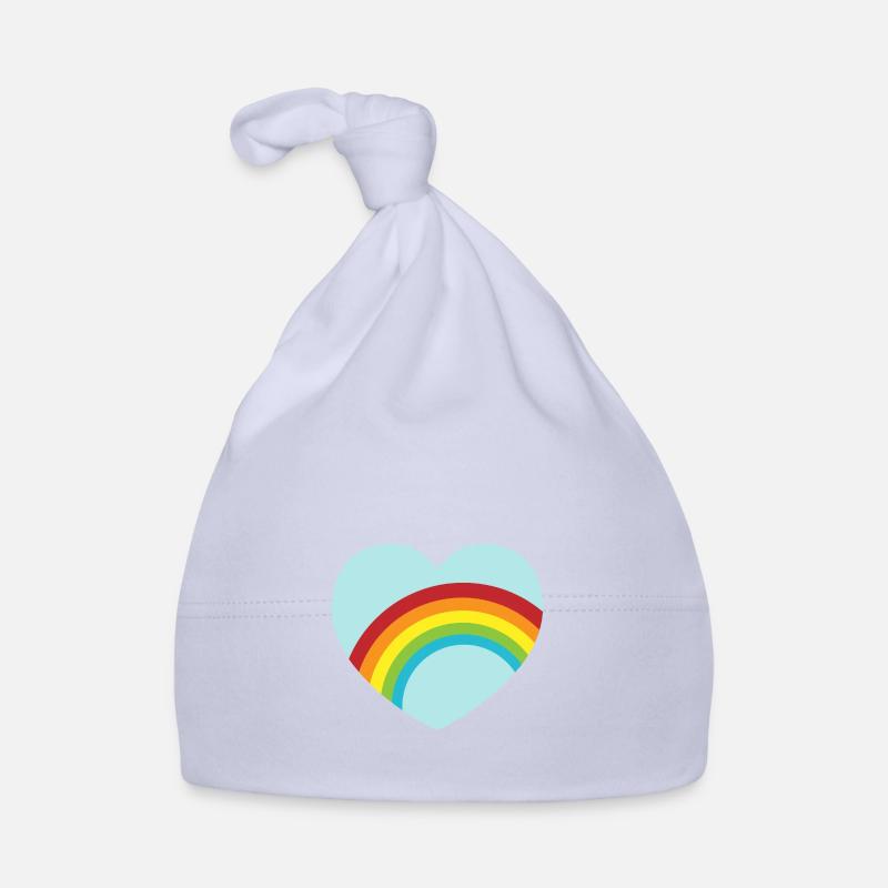 Light blue rainbow heart Organic Baby Cap
