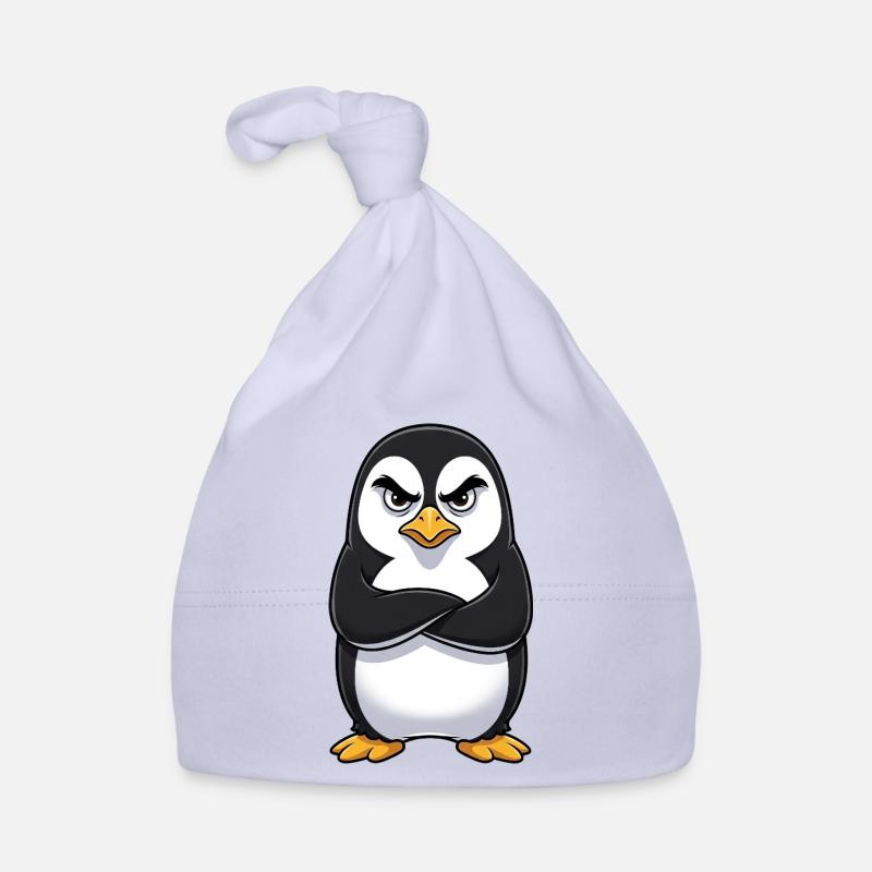 Grumpy Penguin Cartoon Sour Grumpy Annoyed Organic Baby Cap