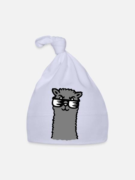 Lama Cool Sunglasses Alpaca Smug Guy - Organic Baby Cap - sky - Front