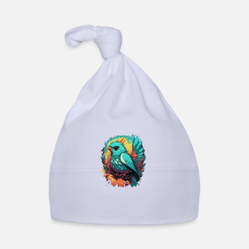Blauer süßer gezeichneter Vogel Baby Bio-Mütze