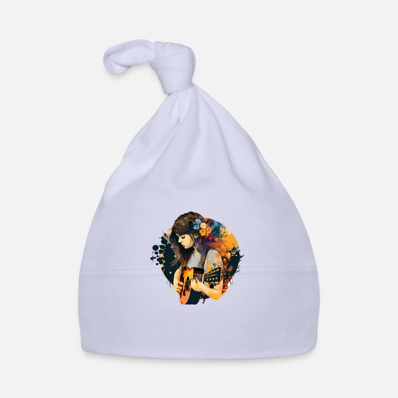 Ein Mädchen mit Gitarre Baby Bio-Mütze