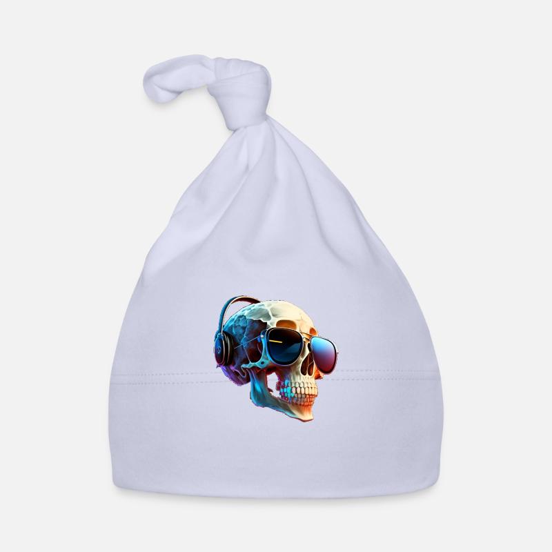 Schädel mit Kopfhörer Baby Bio-Mütze