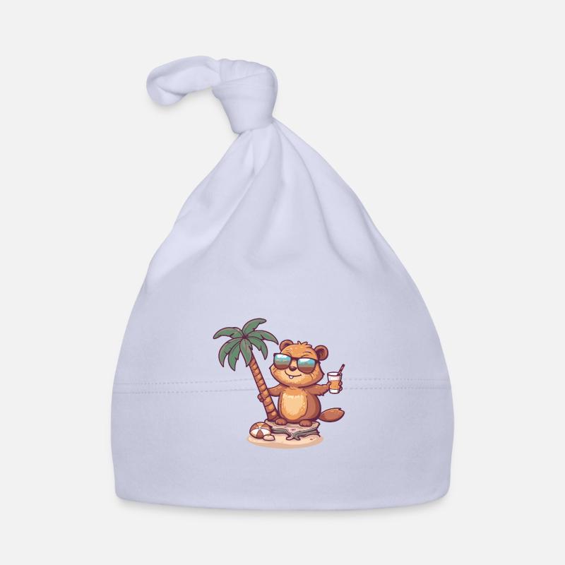 Beaver Summer Beach Bande dessinée Bonnet bio Bébé
