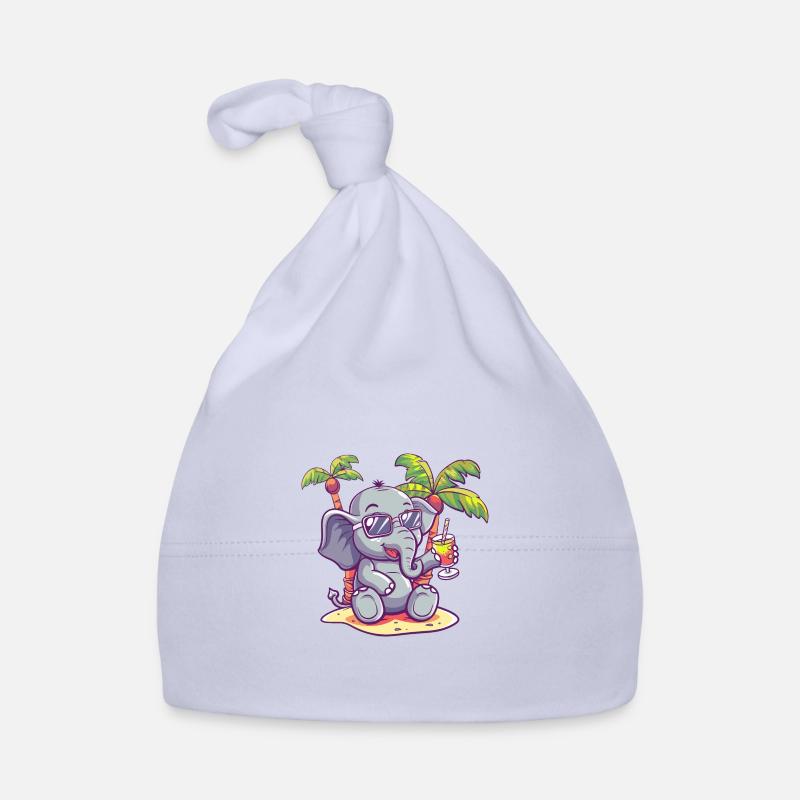 Elephant Summer Beach Comic Organic Baby Cap