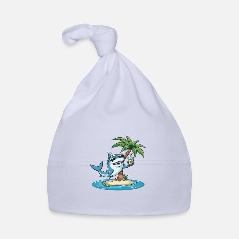 Shark Summer Beach Comic Organic Baby Cap