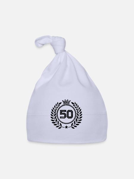 50 Couronne de numéros - Bonnet bio Bébé - ciel - Devant