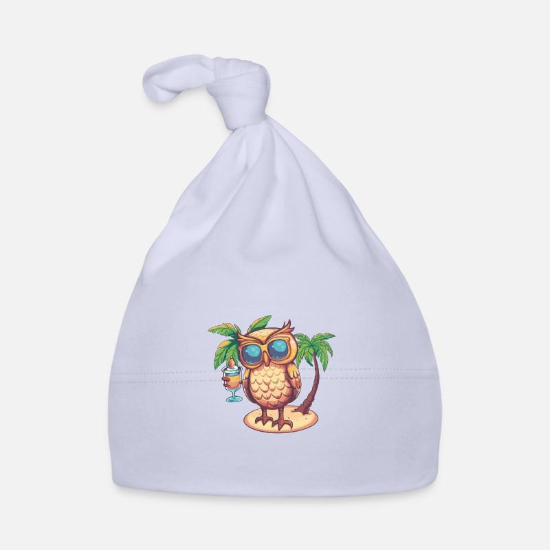 Owl Summer Beach Comic Organic Baby Cap
