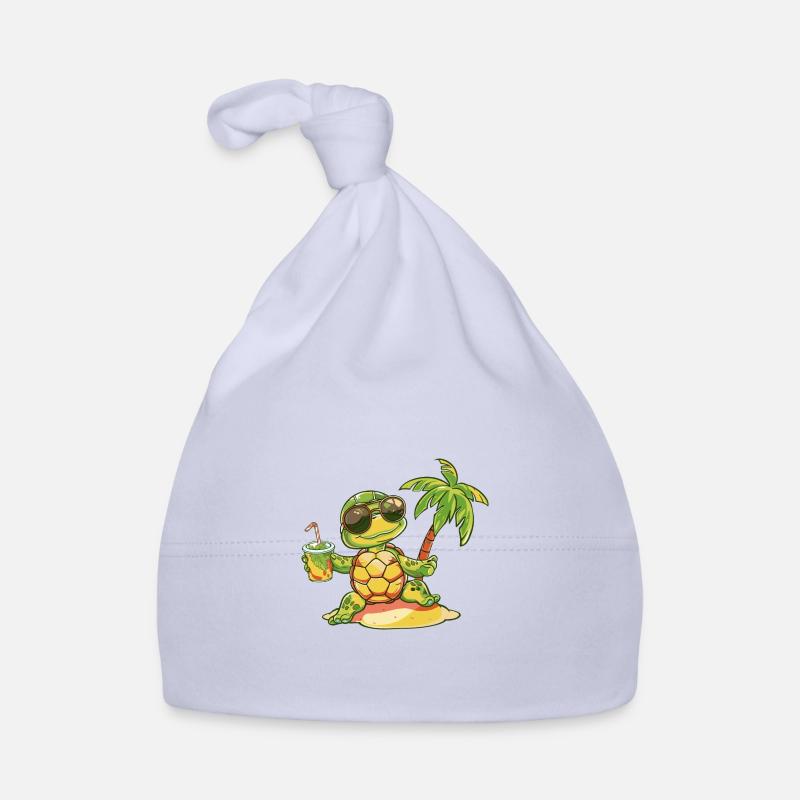 Tortue Plage d’été Bande dessinée Bonnet bio Bébé