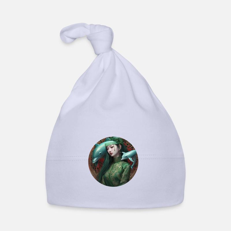 Anime,Dolphins,Asian,Circle,Gothic,Comic Organic Baby Cap