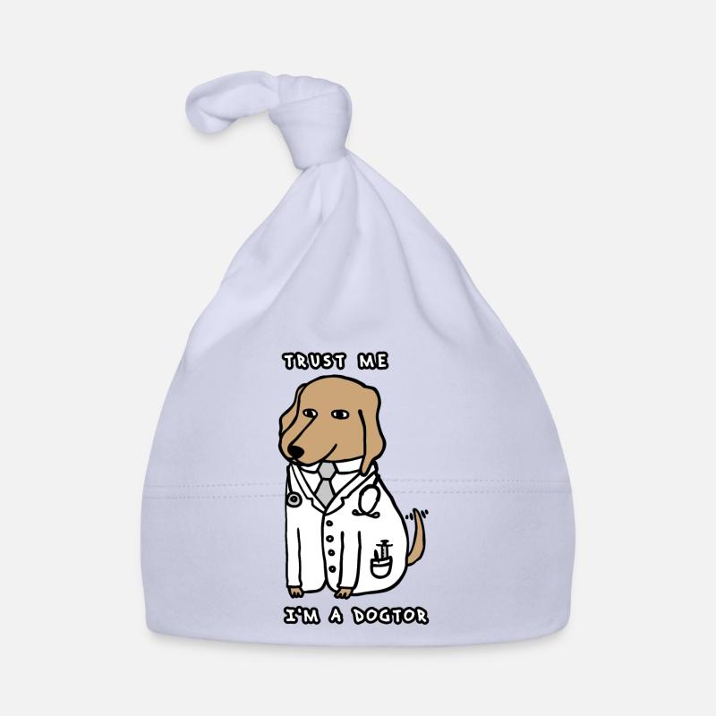 DOGTOR marron / blanc - Croyez-moi, je suis un Dogtor - Bonnet bio Bébé - ciel