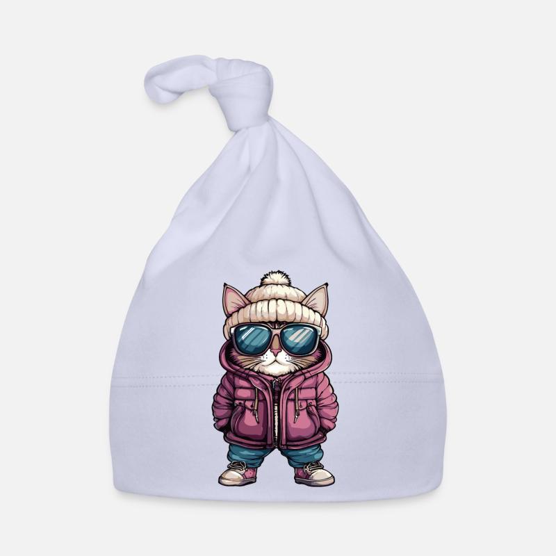 Chat d’hiver - Bonnet bio Bébé - ciel