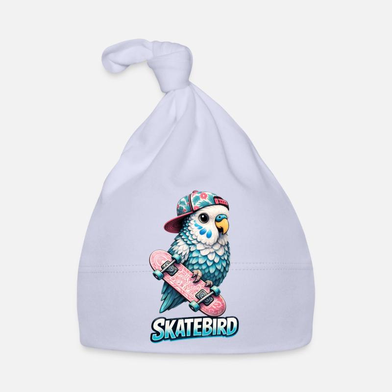 Blue Skatebird – Illustration de perroquet cool avec Bonnet bio Bébé