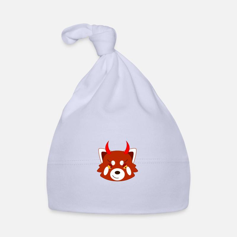 Red panda disguised as a devil for Halloween - Organic Baby Cap - sky