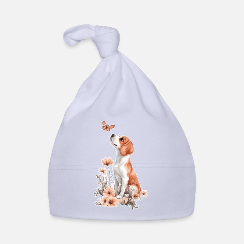 Beagle und Schmetterling Baby Bio-Mütze