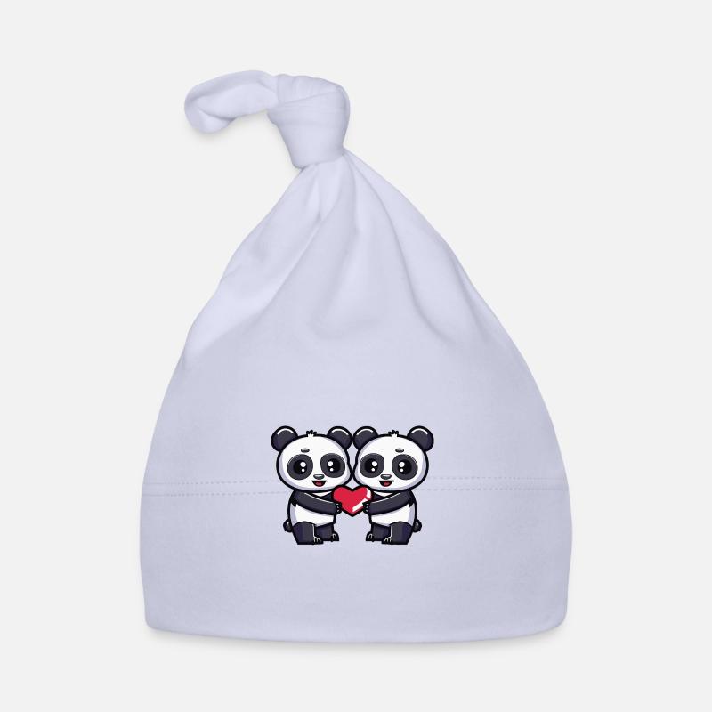Panda Paar Herz Baby Bio-Mütze