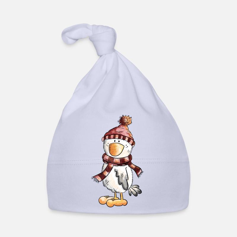 Oiseau d’hiver avec écharpe Bonnet bio Bébé