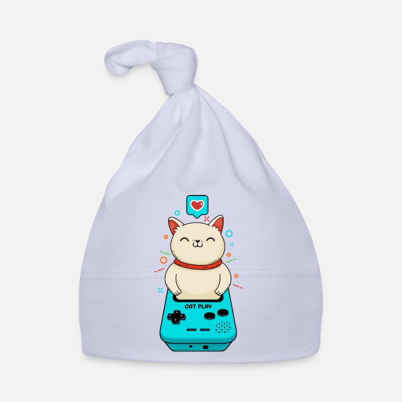 Jeu de chat - Bonnet bio Bébé - ciel