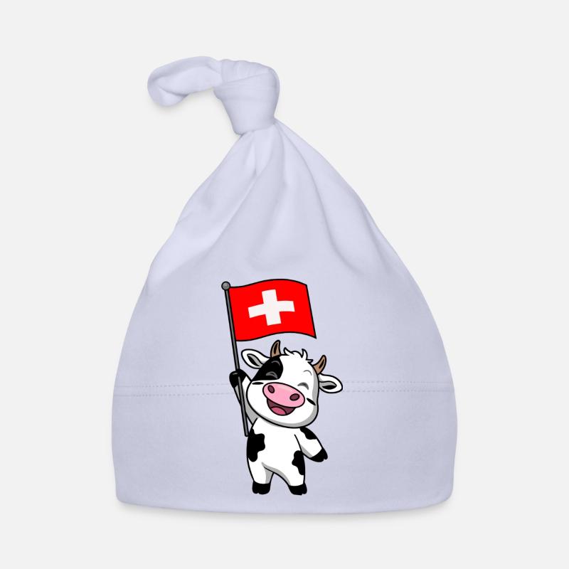 Vache suisse - Bonnet bio Bébé - ciel