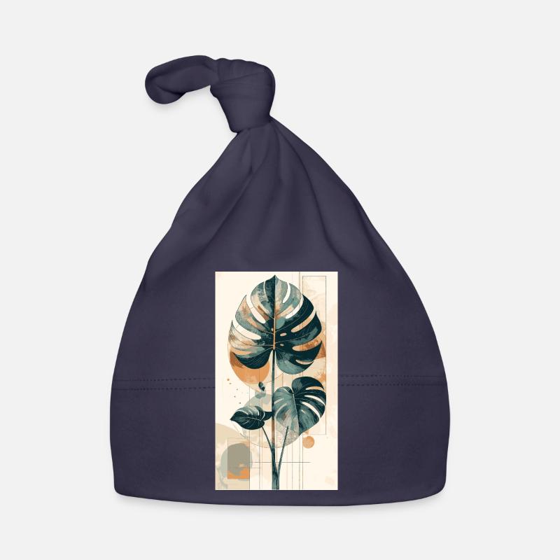 Géométrie du monstera en tons de terre Bonnet bio Bébé