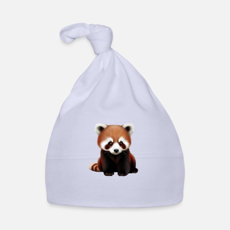 Panda roux mignon - Bonnet bio Bébé - ciel