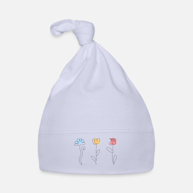 Trois fleurs de couleurs différentes Bonnet bio Bébé