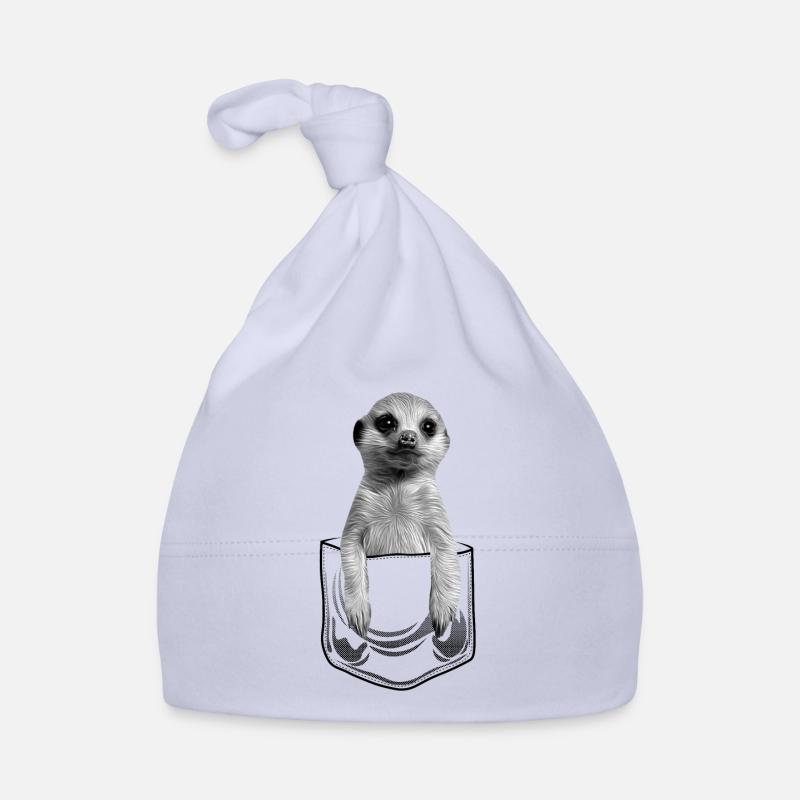 Bébé suricate en poche - Bonnet bio Bébé - ciel