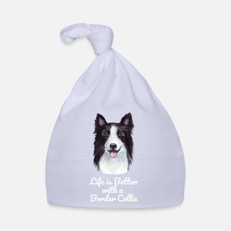 Border Collie - Bonnet bio Bébé - ciel