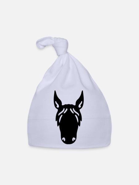 Cheval Cheval Tête Cavalier Sport équestre - Bonnet bio Bébé - ciel - Devant