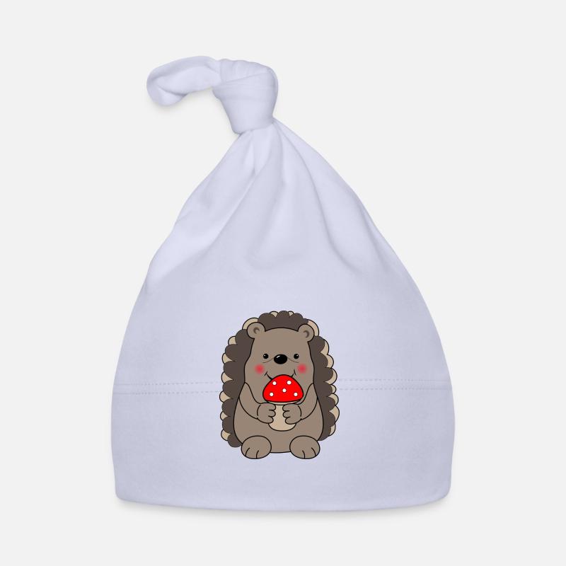 Hedgehog with toadstool - Organic Baby Cap - sky