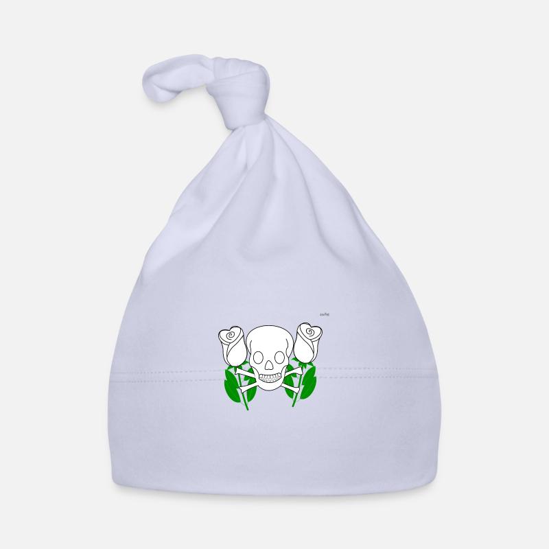 Skull between white roses Organic Baby Cap
