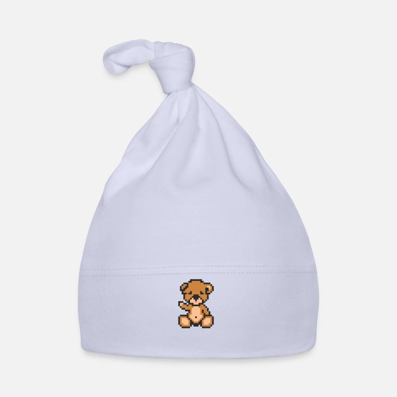 Pixel Teddy Bear Organic Baby Cap
