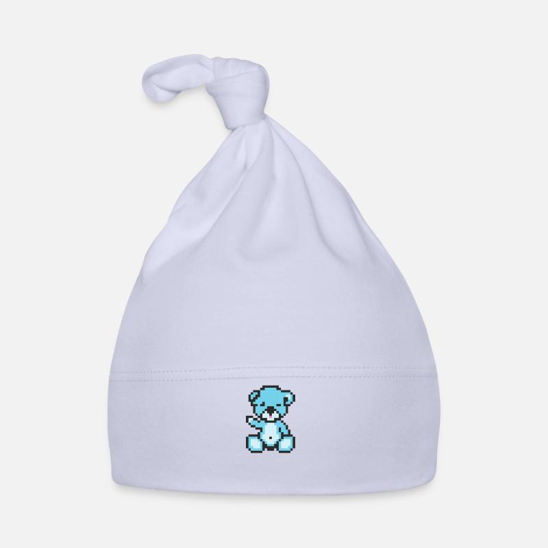 Pixel Bear Pastel Blue Organic Baby Cap