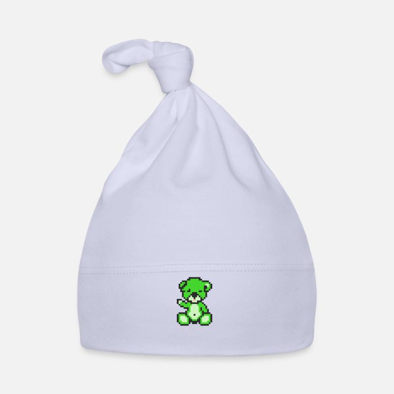 Pixel Bear Neon Green Organic Baby Cap