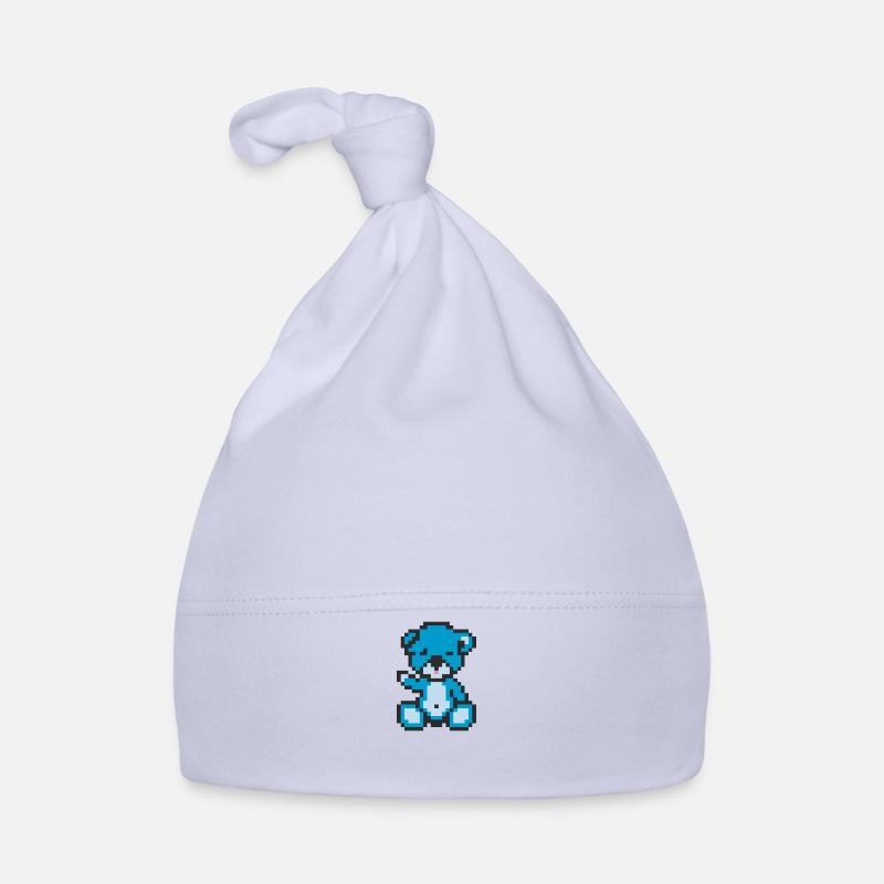 Pixelbär Neonblau Baby Bio-Mütze