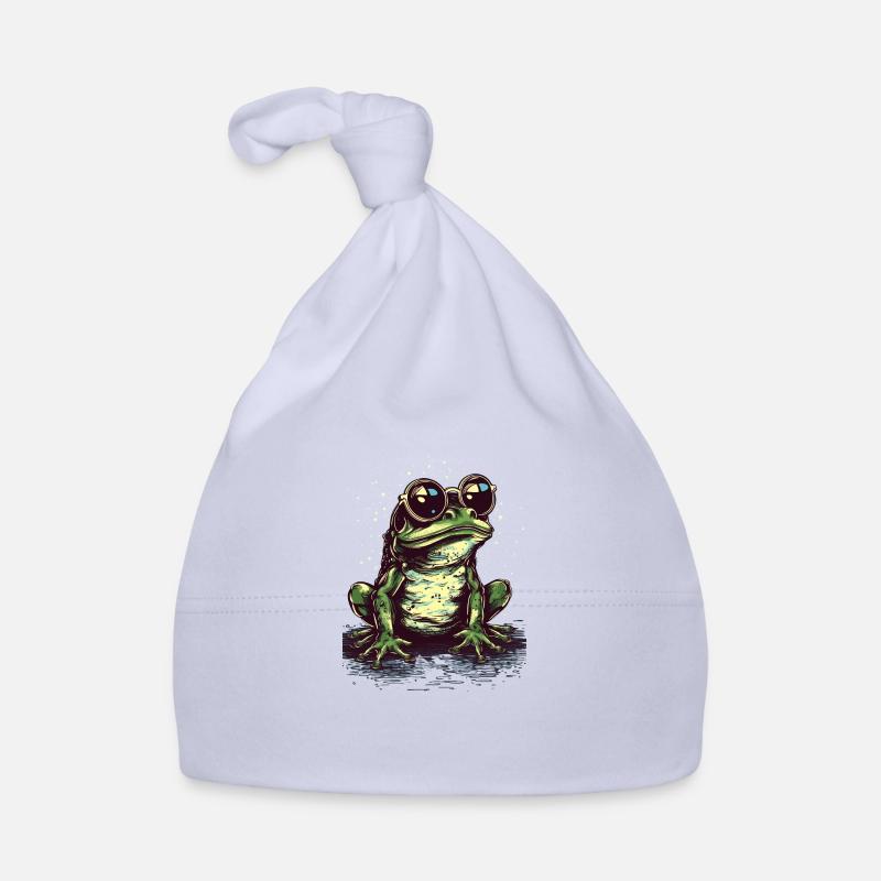 Cool green frog with sunglasses Organic Baby Cap