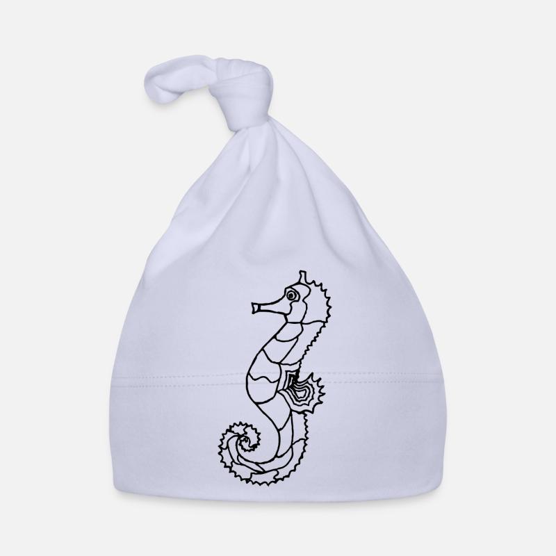 Hippocampe noir - Bonnet bio Bébé - ciel