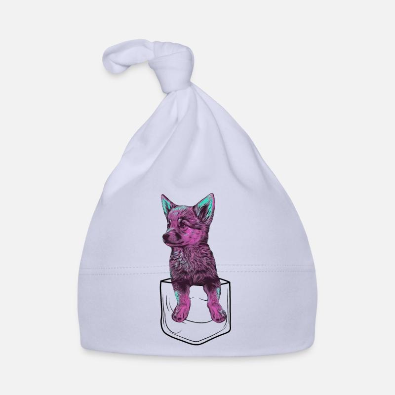 Bébé loup rose en format de poche Bonnet bio Bébé