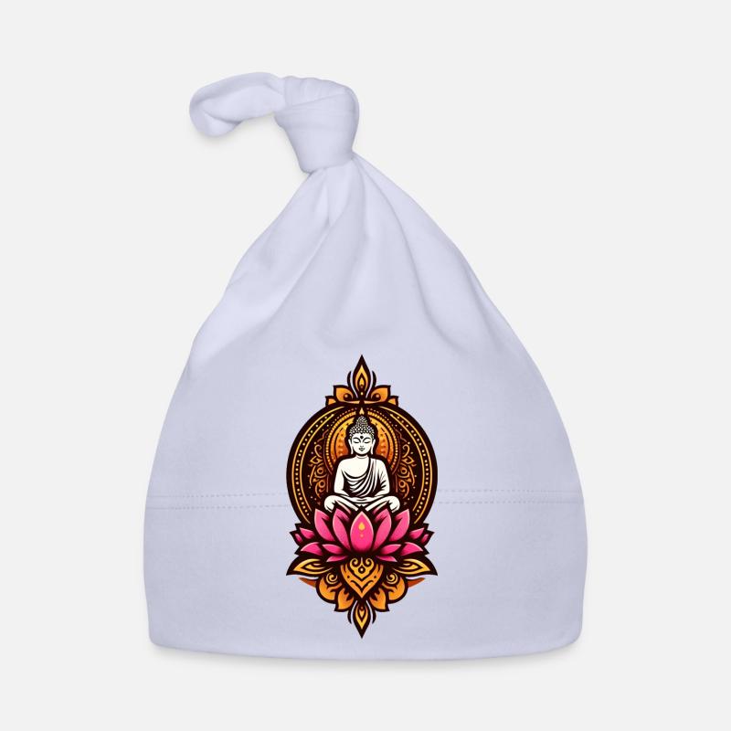 Bouddha assis - Bonnet bio Bébé - ciel