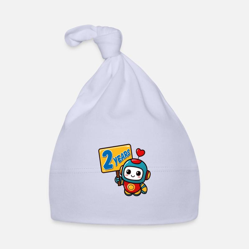 Fête d’anniversaire des enfants de deux ans petit robot. Doux Bonnet bio Bébé