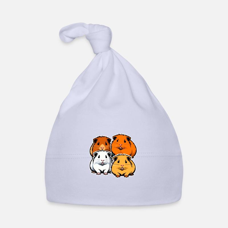 Quatre cochons d'Inde mignons - Bonnet bio Bébé - ciel