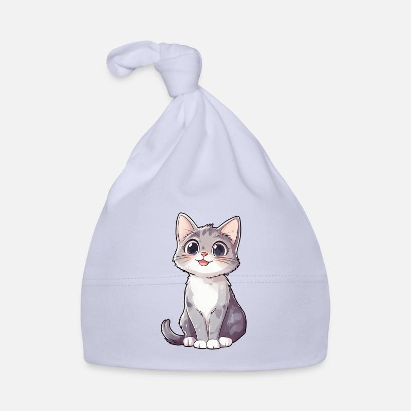 anniversaire enfant chat mignon - Bonnet bio Bébé - ciel