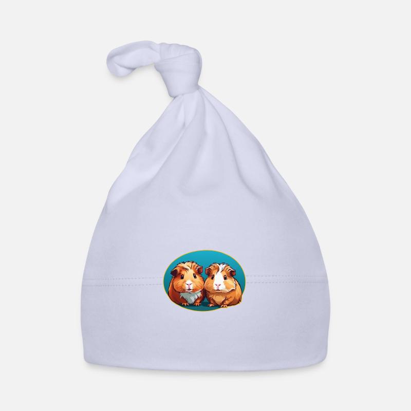two cute guinea pigs in blue oval Organic Baby Cap