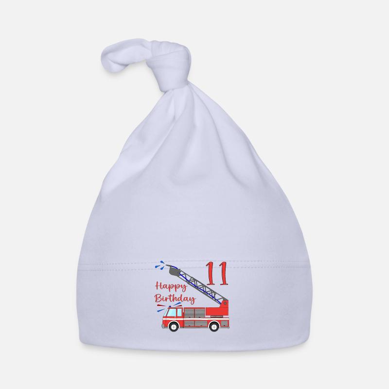 Fire engine Happy Birthday 11 Organic Baby Cap