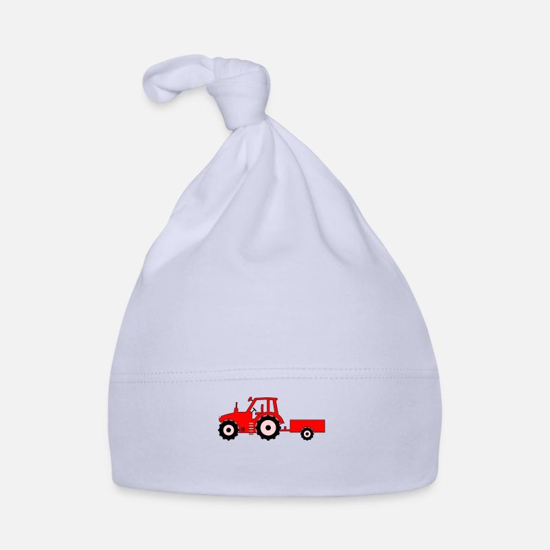 Tractor with trailer red Organic Baby Cap