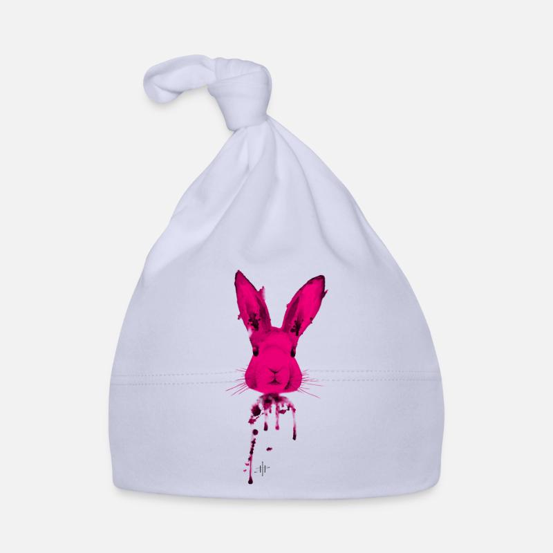 Lapin Rose - Bonnet bio Bébé - ciel