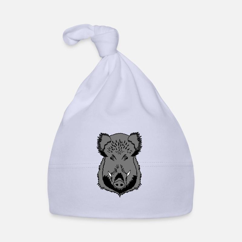 Tête de sanglier - Bonnet bio Bébé - ciel