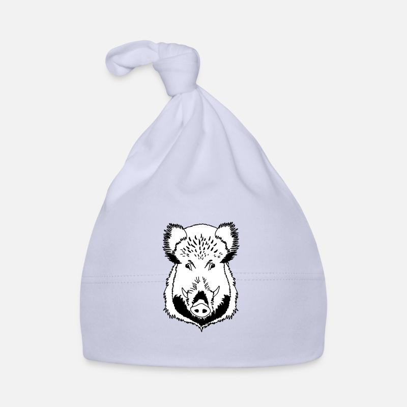 Tête de sanglier noir et blanc Bonnet bio Bébé