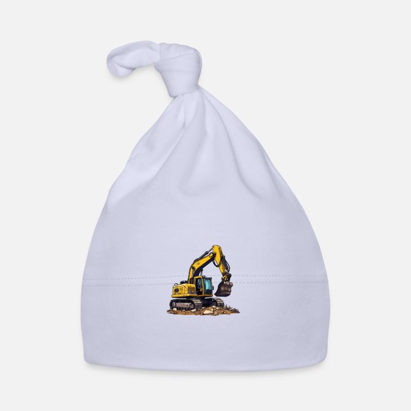Realistic Comic Excavator Organic Baby Cap