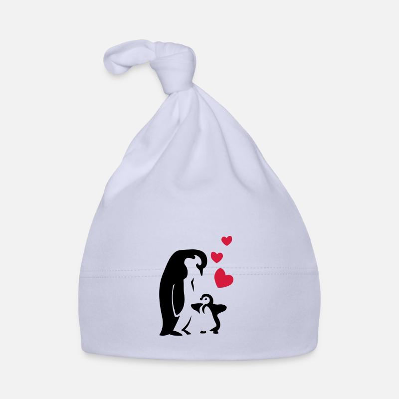 Pingouin papa / maman - bébé - Bonnet bio Bébé - ciel
