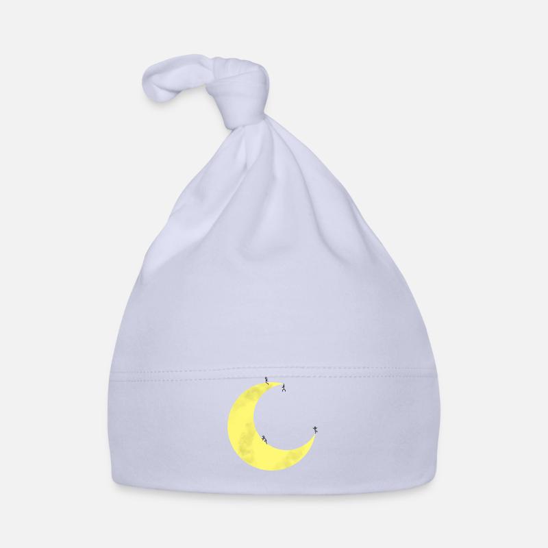 Lune avec des figures en bâton - Bonnet bio Bébé - ciel